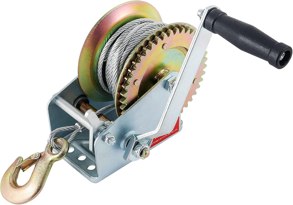 Heavy Duty Hand Winch with 49ft Steel Cable 1600lbs Capacity Pack of 2 O464858