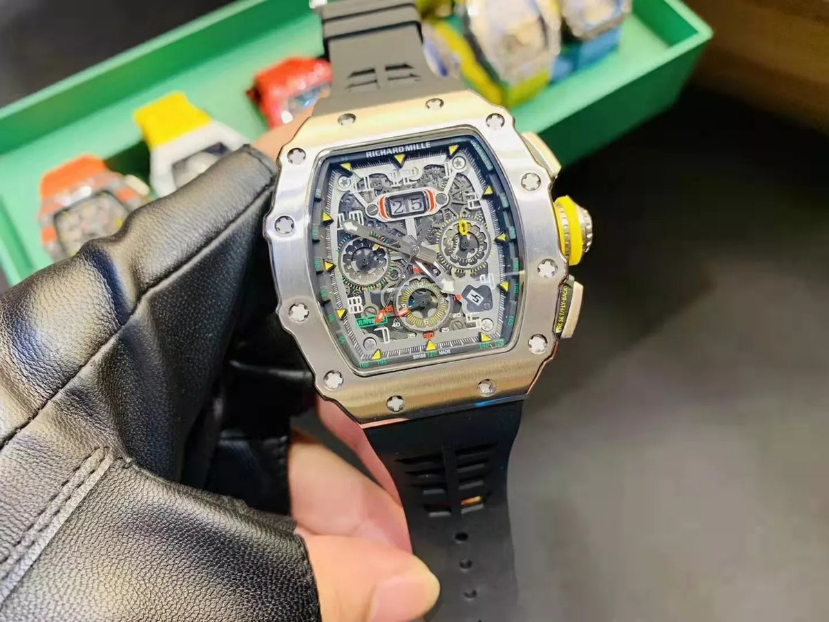 Skeleton Dial White Bezel Black Rubber Strap A619