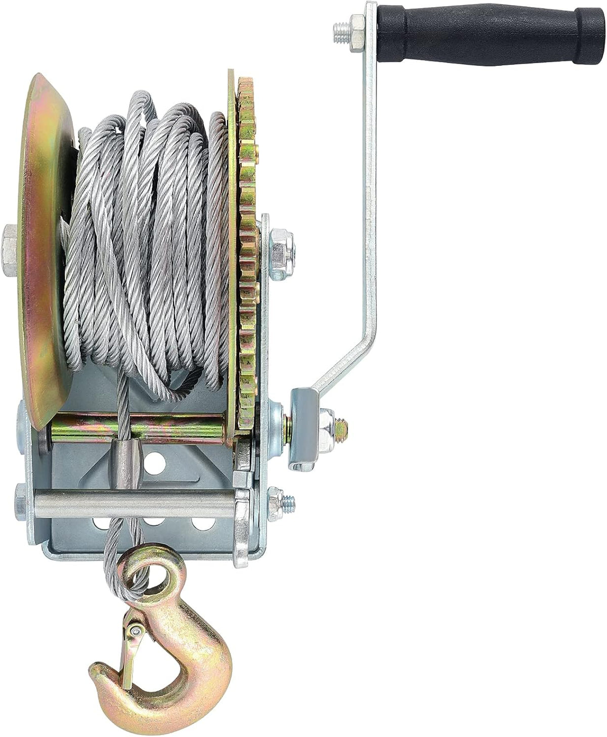 Heavy Duty Hand Winch with 49ft Steel Cable 1600lbs Capacity Pack of 2 O464858
