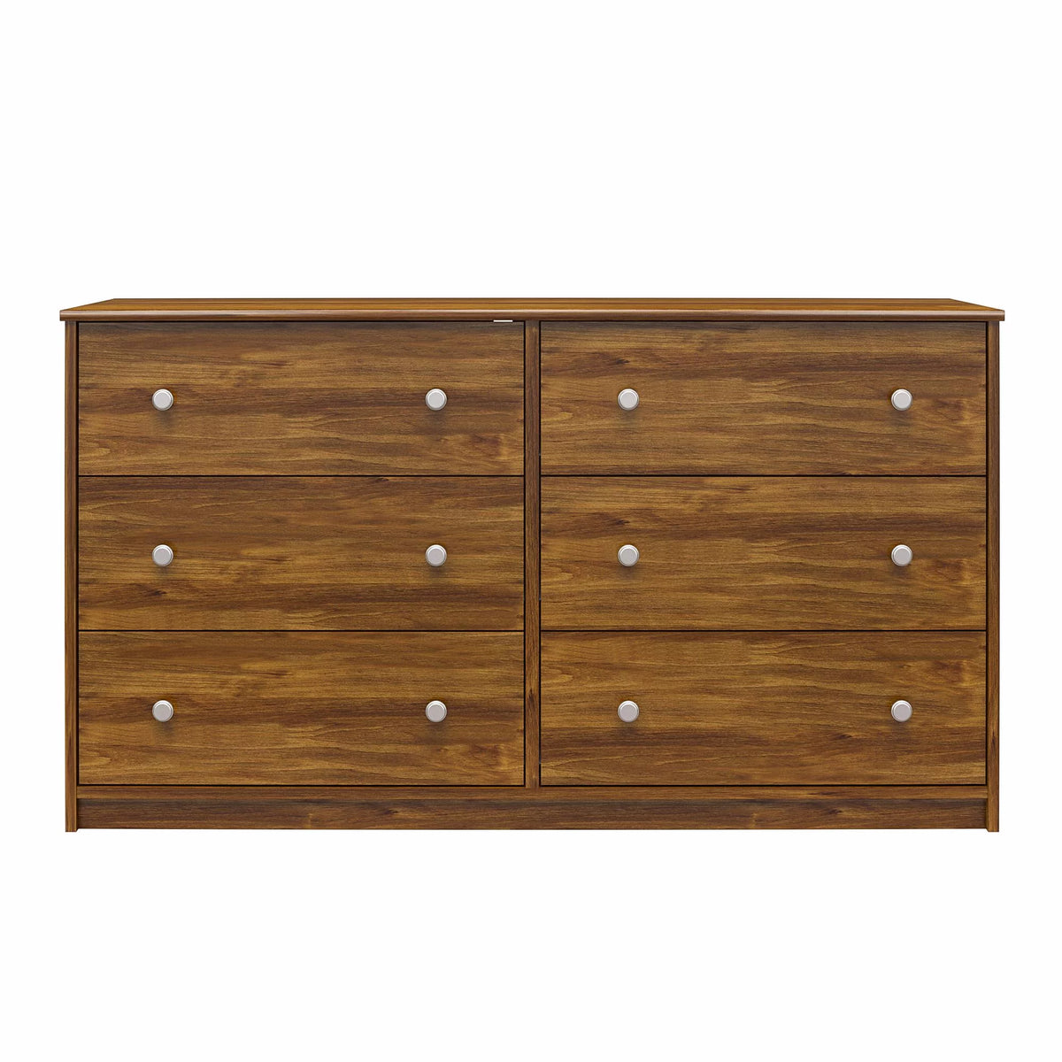 Brown Oak 6 Drawer Wide Dresser B893