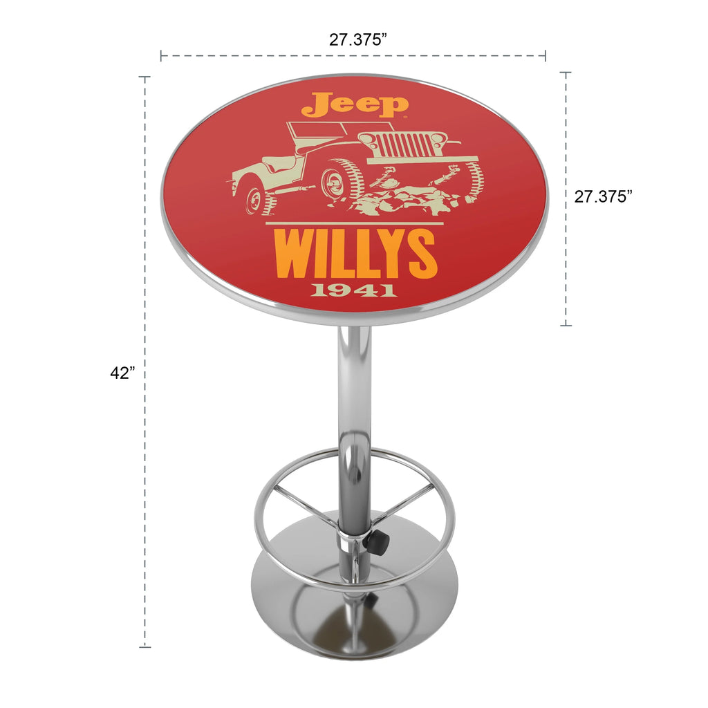 Red Bar Table with Adjustable Footrest and Acrylic Top J99139