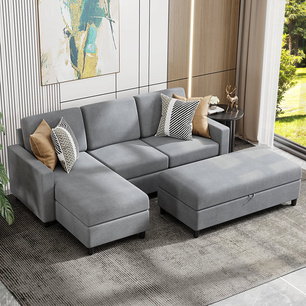 L-Shaped Sofa with Linen Fabric H415747