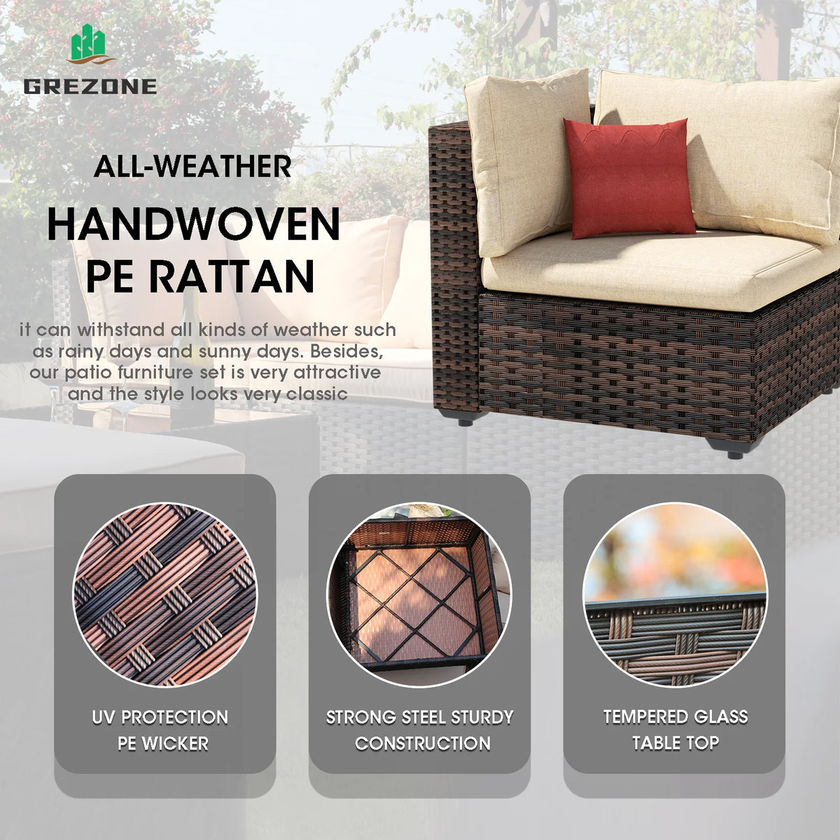 11 PCS Black Wicker Patio Furniture Set with Fire Pit Table E7040