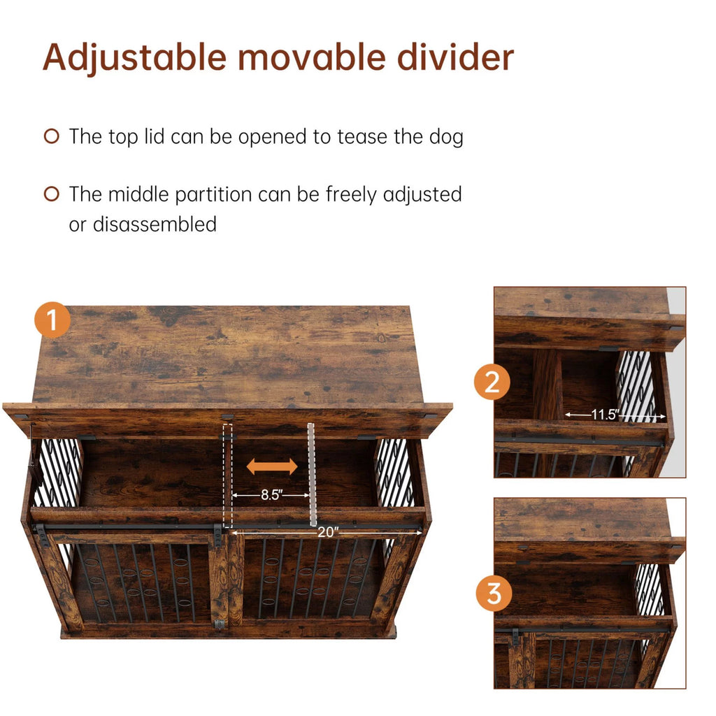 Large Wooden Dog Crate Furniture with Wheels E548