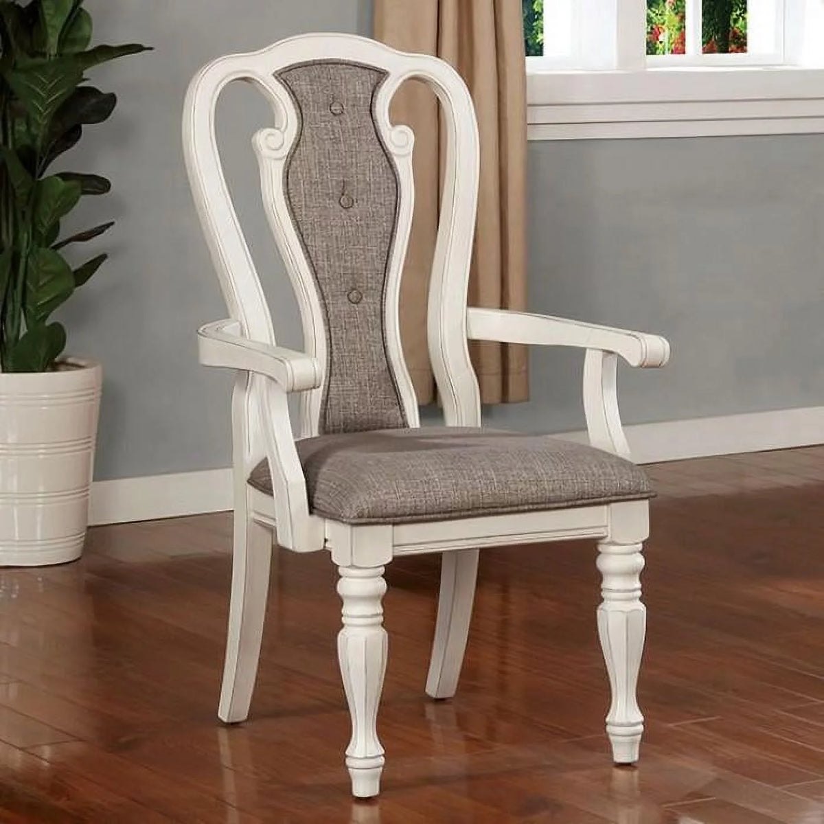 White Wash & Walnut 7pcs Dining Room Set C529