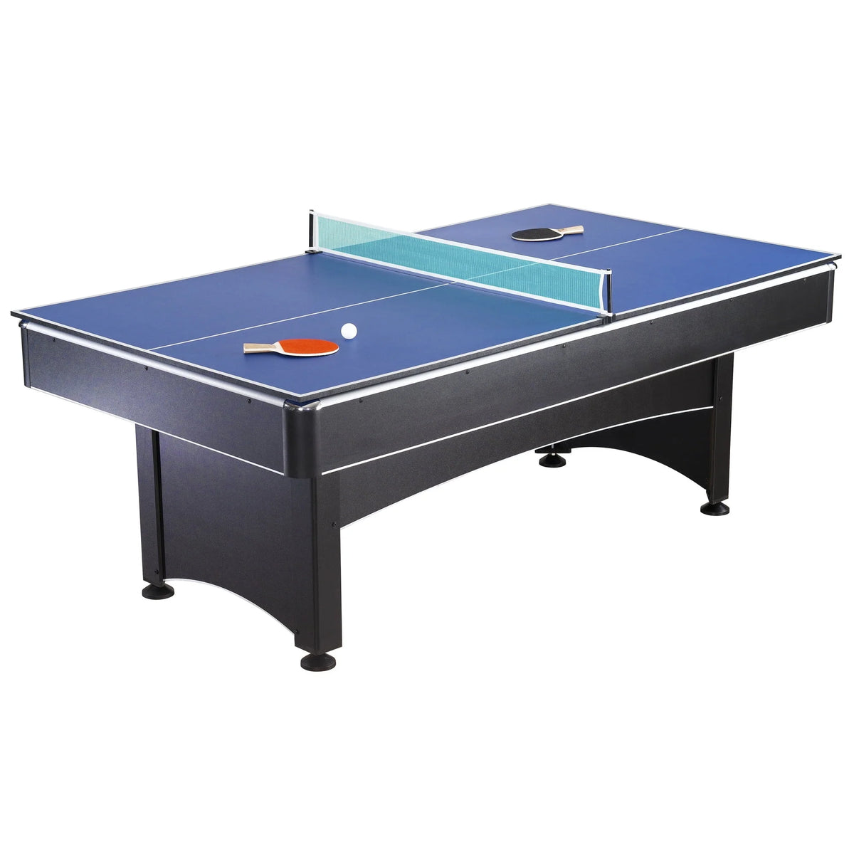 7-Foot Pool and Table Tennis Game with Red Felt S343665