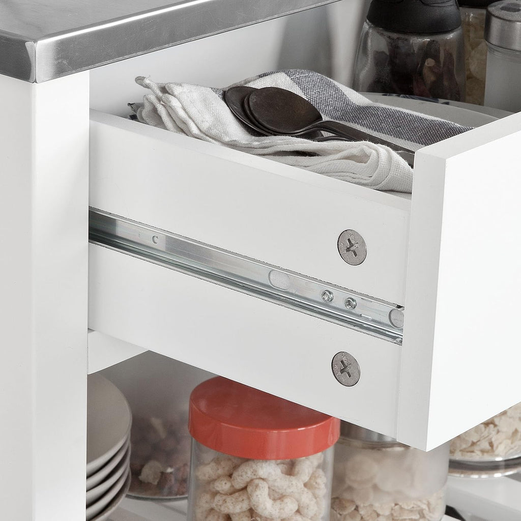 Kitchen Storage Trolley with Rubber Wood & Marble Top L7464
