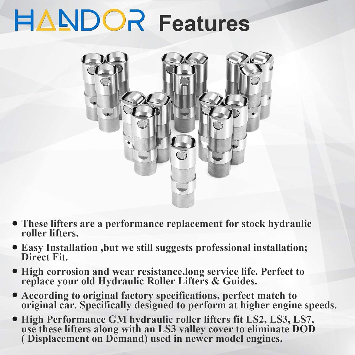 Set of 16 Hydraulic Roller Valve Lifters V8 Engine Camshaft Lifters Kit S497