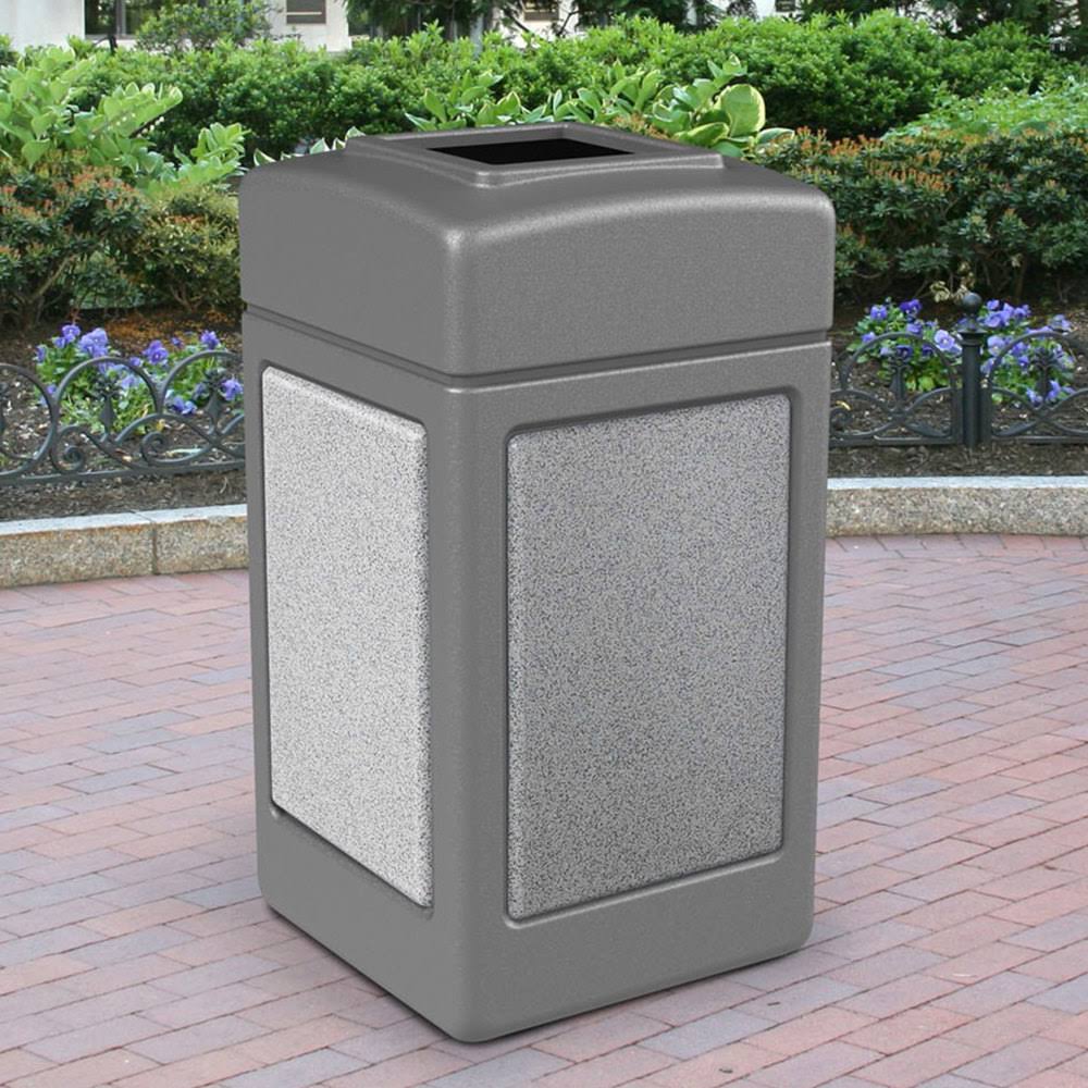 Gray 42 Gallon Square Trash Receptacle I315815