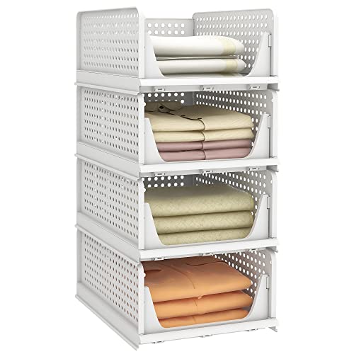 4 Pack Stackable Plastic Storage Bins S1815