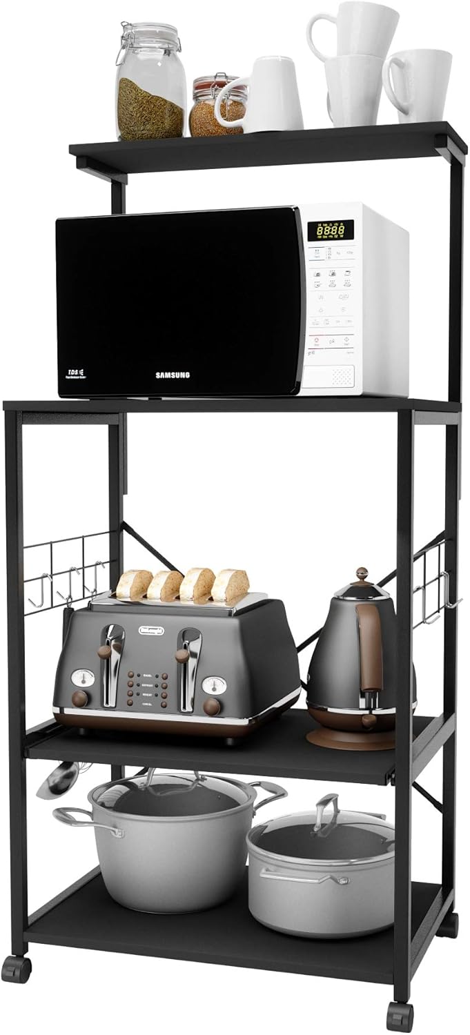 4 Tier Kitchen Baker's Rack with Side Hooks N6809