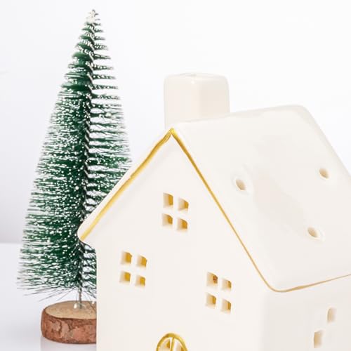 White 3Pcs Ceramic Christmas Village Houses V6993