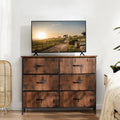 Brown TV Stand with 6 Fabric Drawers T381690