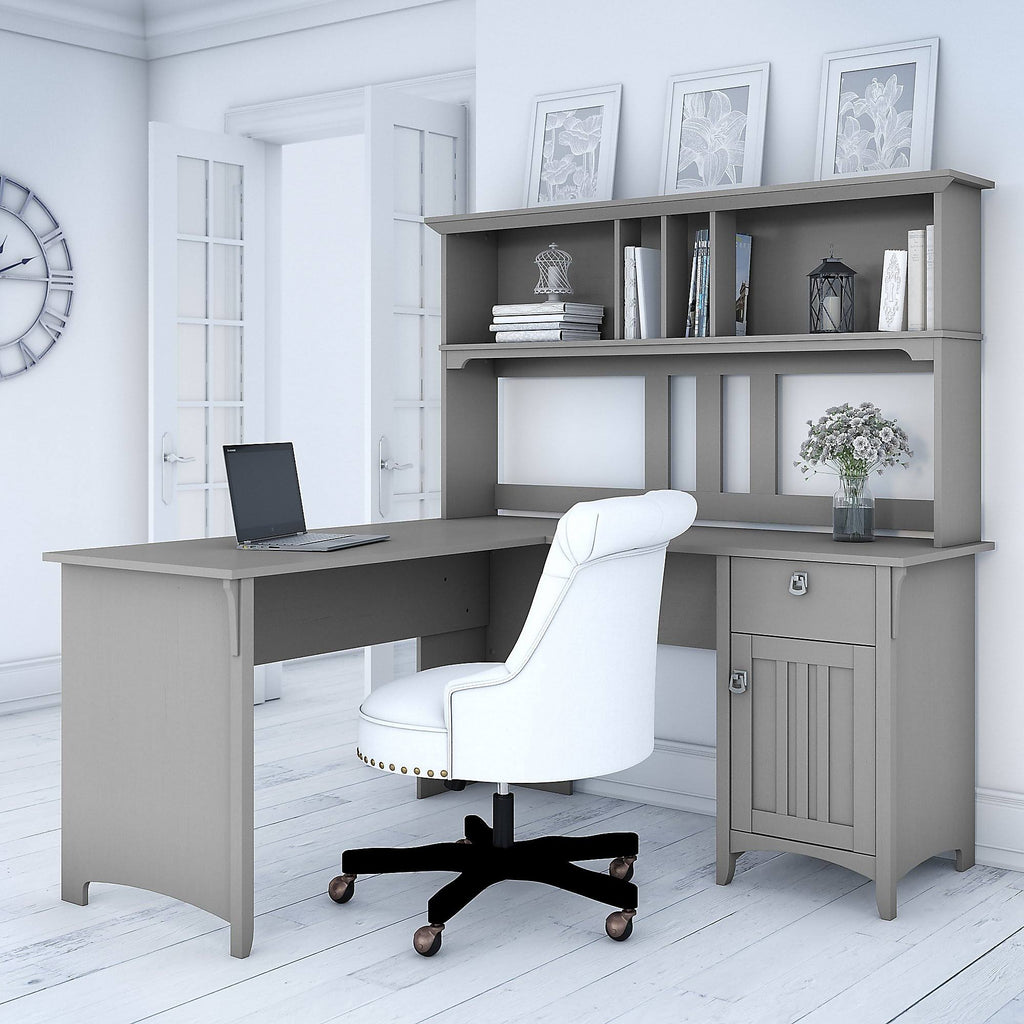 60W L Shaped Desk with Hutch O856