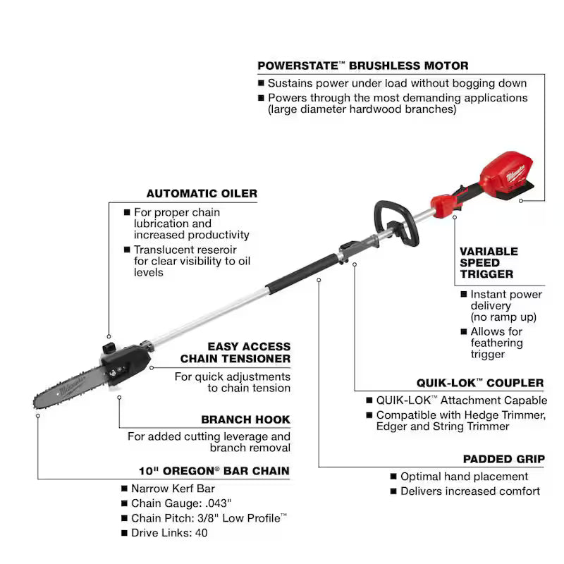 14 in. Cordless Chainsaw and 10 in. Pole Saw Y4845
