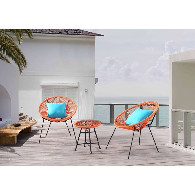 Orange 3 Piece Steel Patio Bistro Set H448