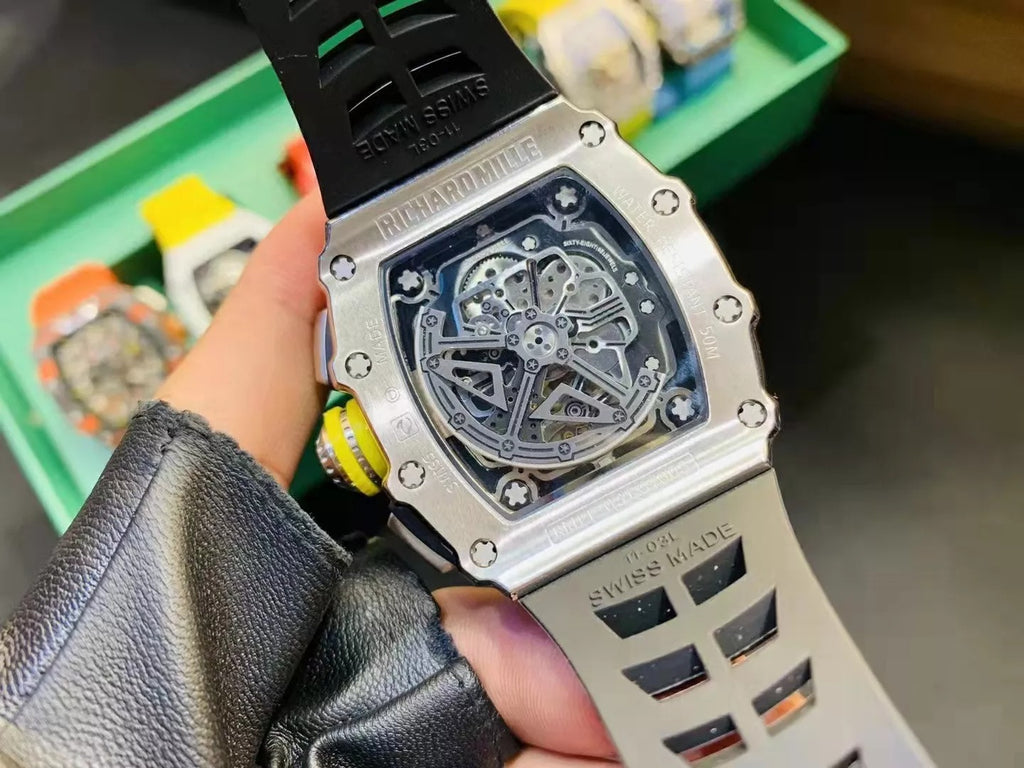 Skeleton Dial White Bezel Black Rubber Strap A619