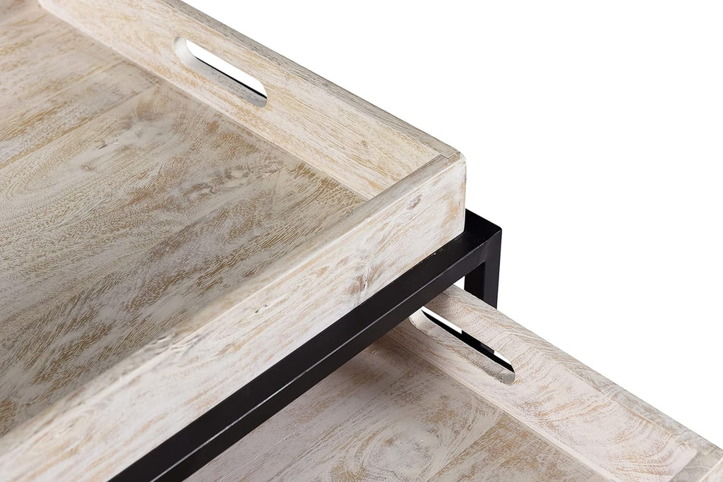 Natural Wood Nesting Tables Set Of 2 N503