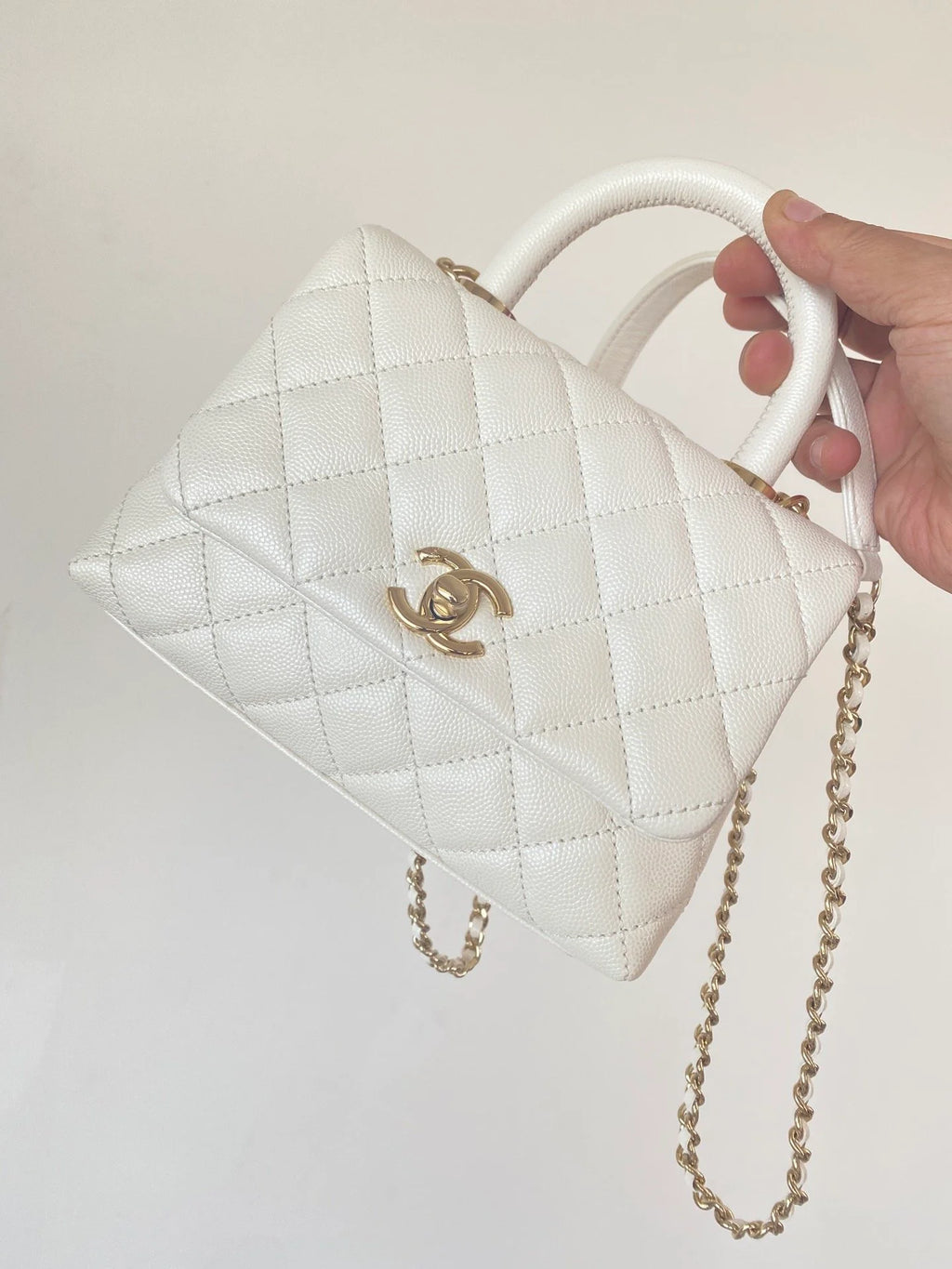 Mini Flap Bag Top Handle White R72563