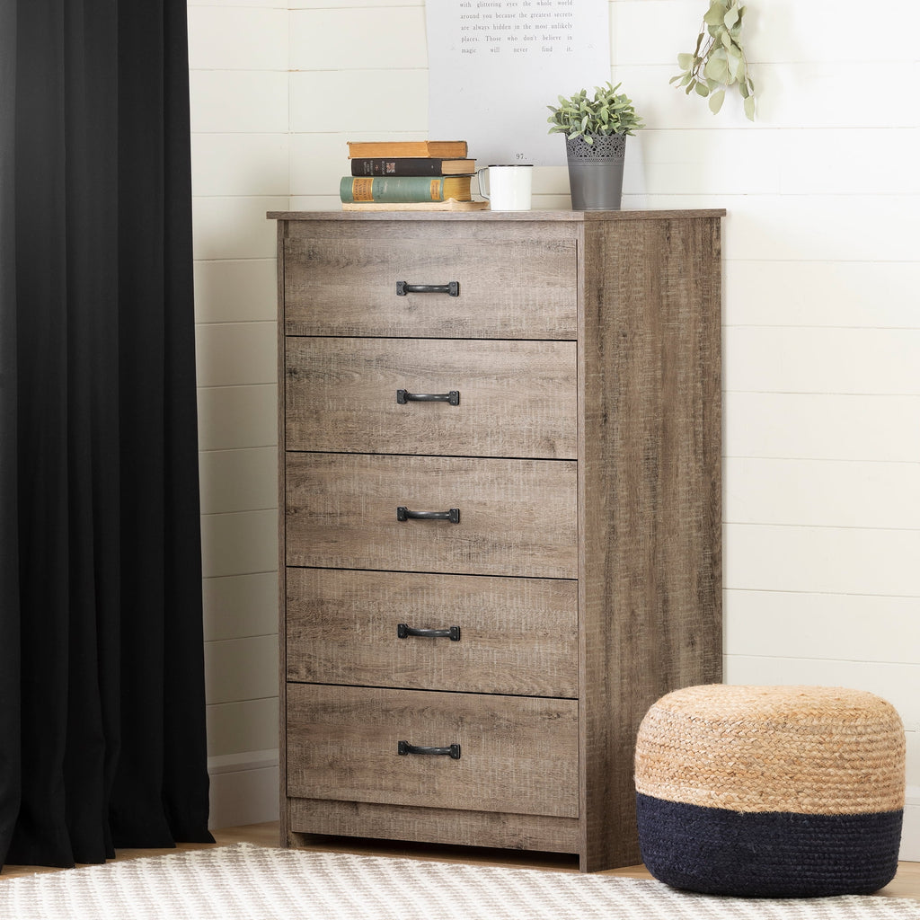 5 Drawer Weathered Oak Dresser E225