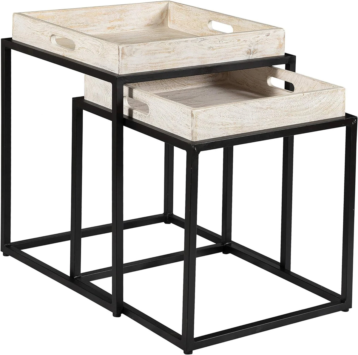 Natural Wood Nesting Tables Set Of 2 N503