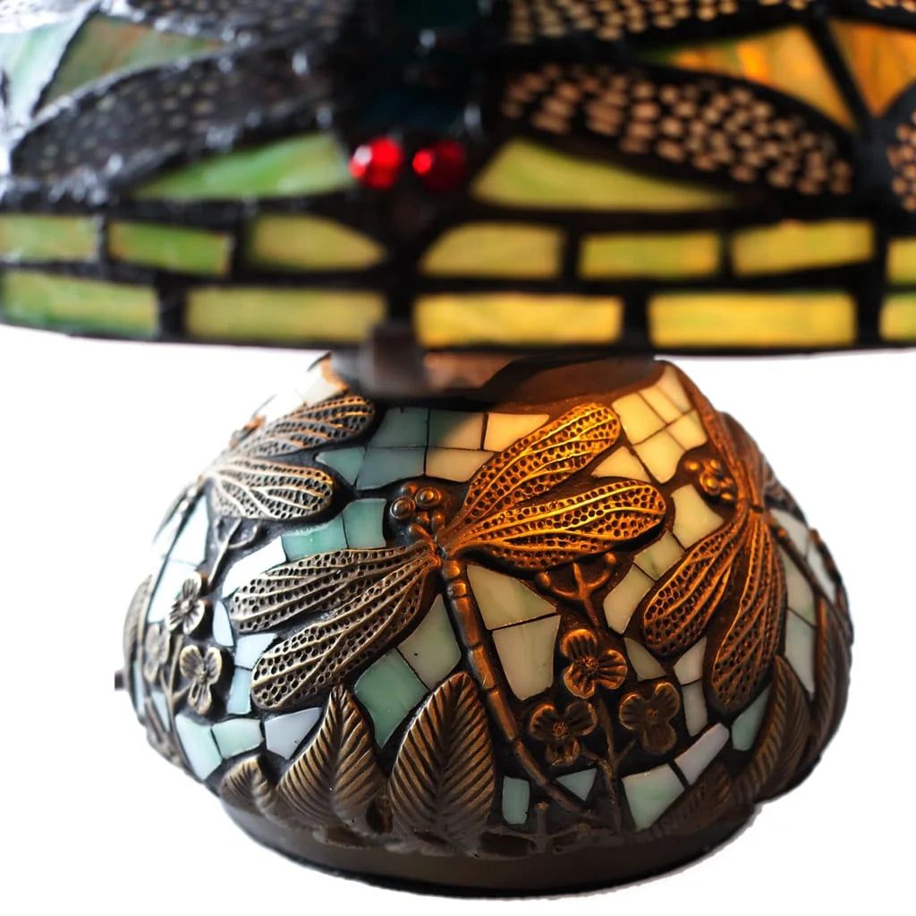 10-inch Stained Glass Mini Dragonfly Lamp K805