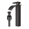 Matte Black Single Handle Waterfall Bathroom Faucet with Pop Up Drain E977351