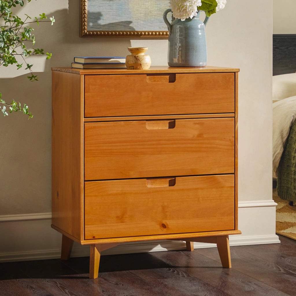 Solid Wood Walnut 3-Drawer Dresser U691