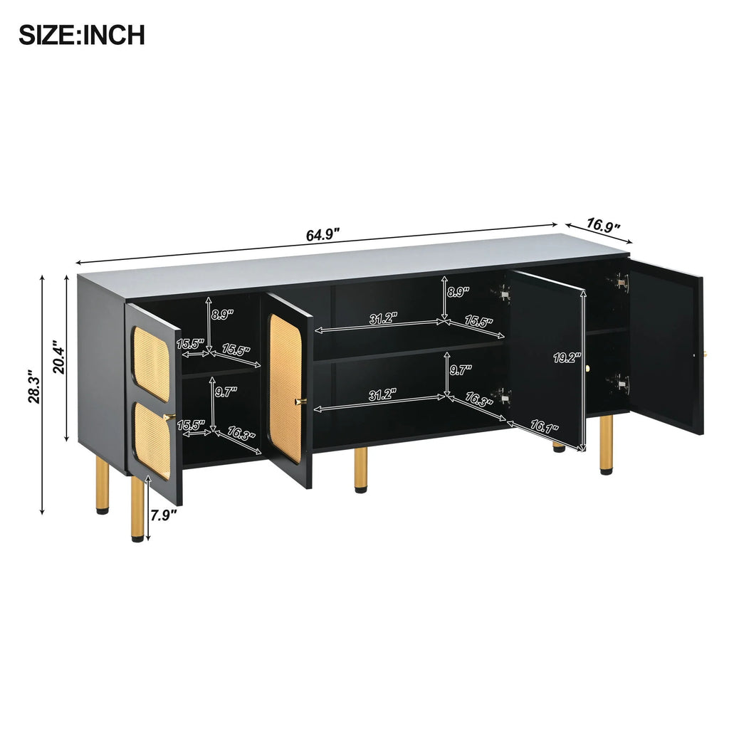 Black Rattan TV Stand G765107