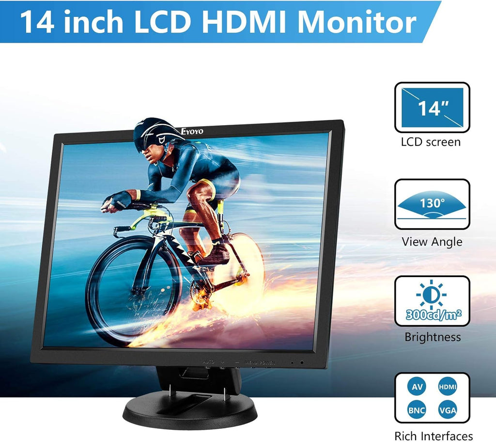 14 inch LCD Monitor 1024x768 VGA Display with Speakers O3689
