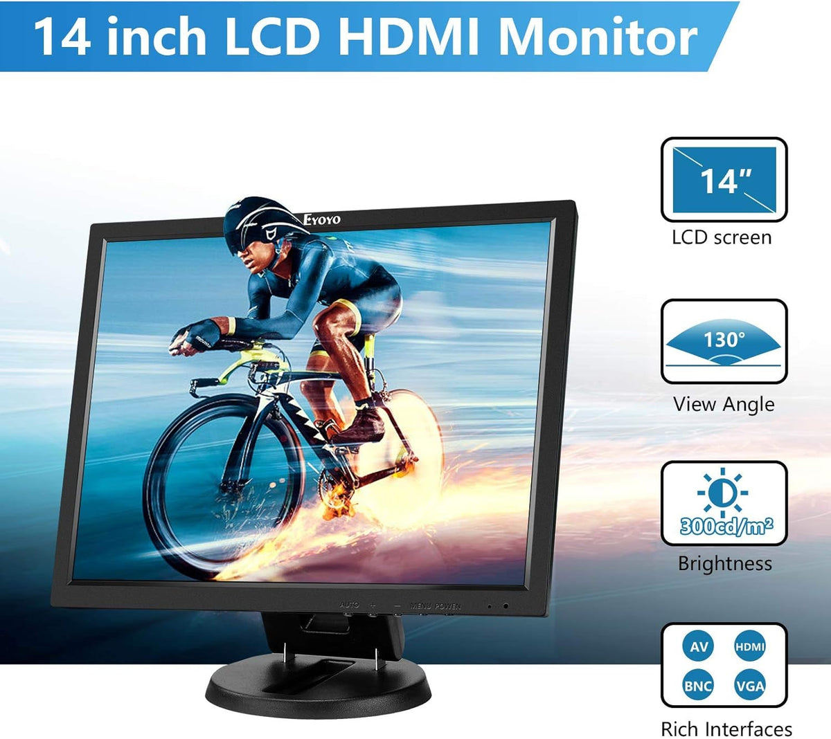 14 inch LCD Monitor 1024x768 VGA Display with Speakers O3689