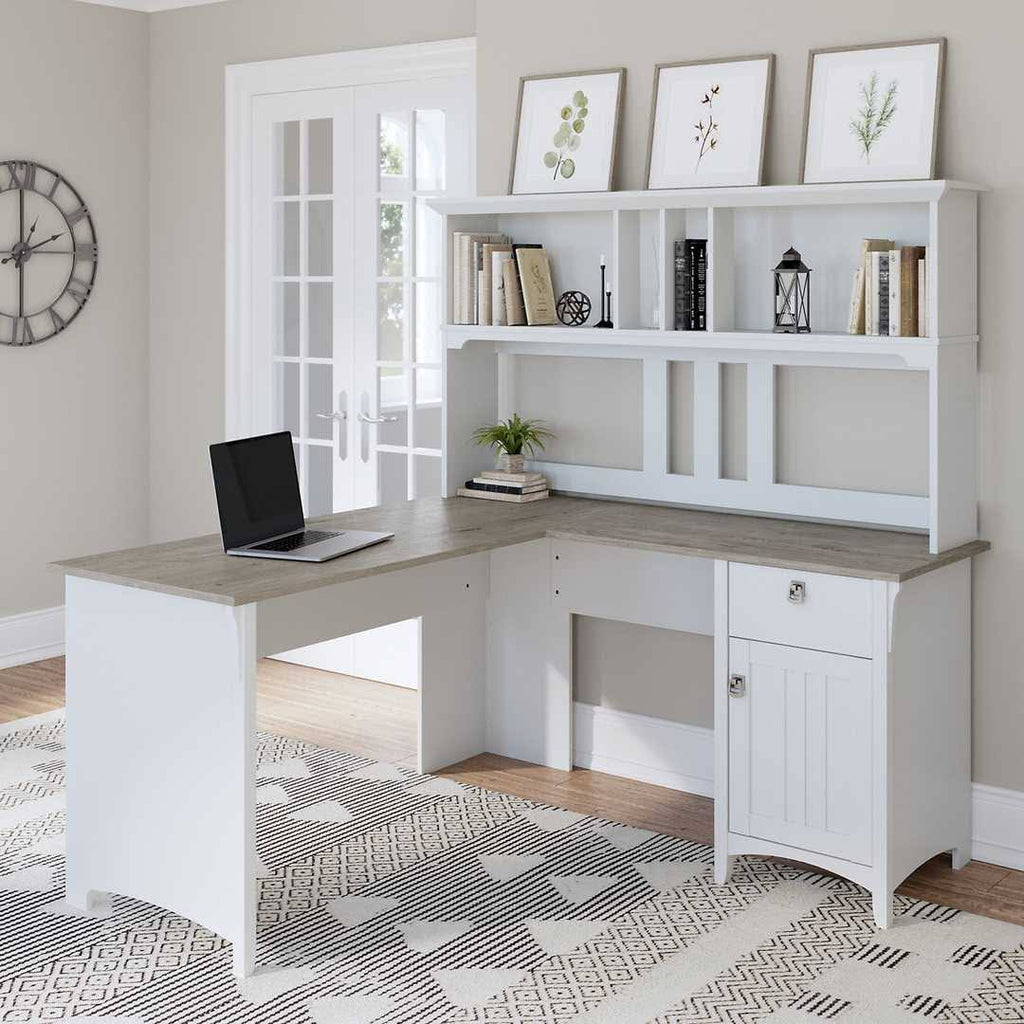 60W L Shaped Desk with Hutch O856