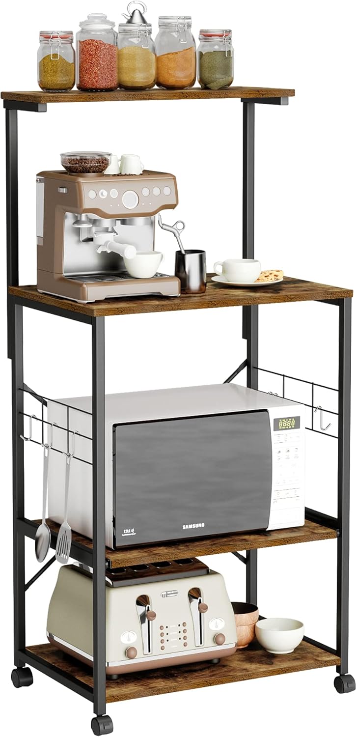 4 Tier Kitchen Baker's Rack with Side Hooks N6809