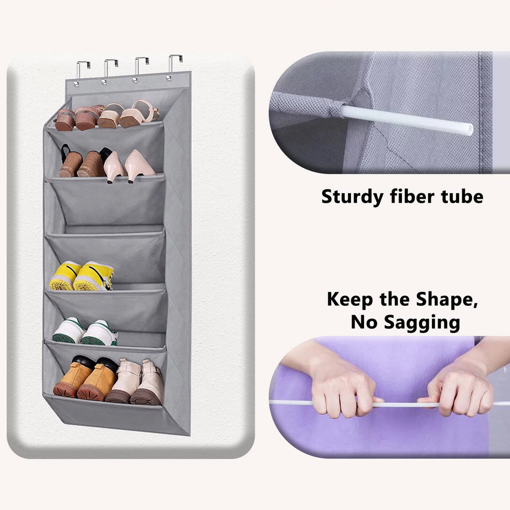 Over the Door Shoe Organizer with 6 Deep Pockets Grey S86082