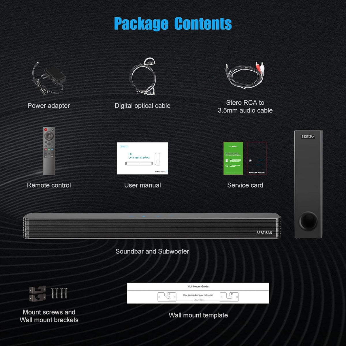 150W Wired & Wireless Bluetooth Sound Bar with Subwoofer T29492