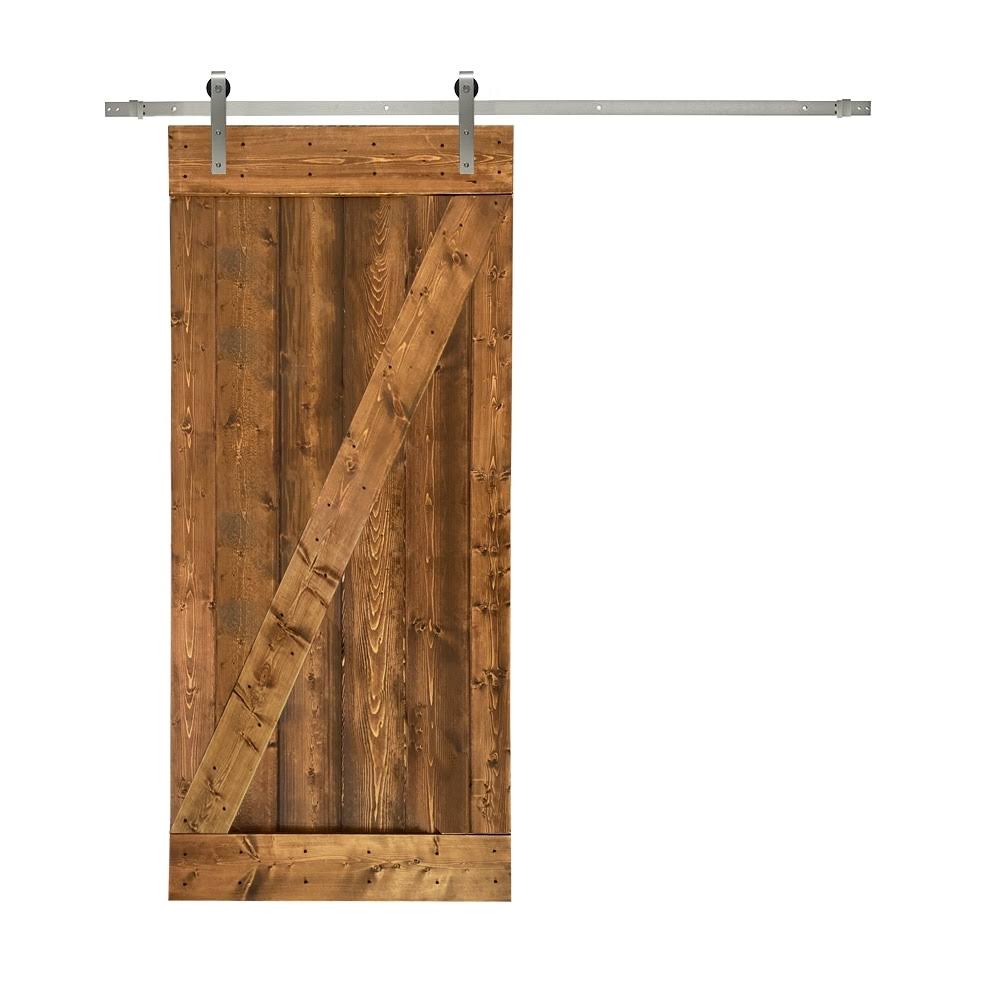 White Stained Wood Interior Sliding Barn Door with Hardware Kit P279357