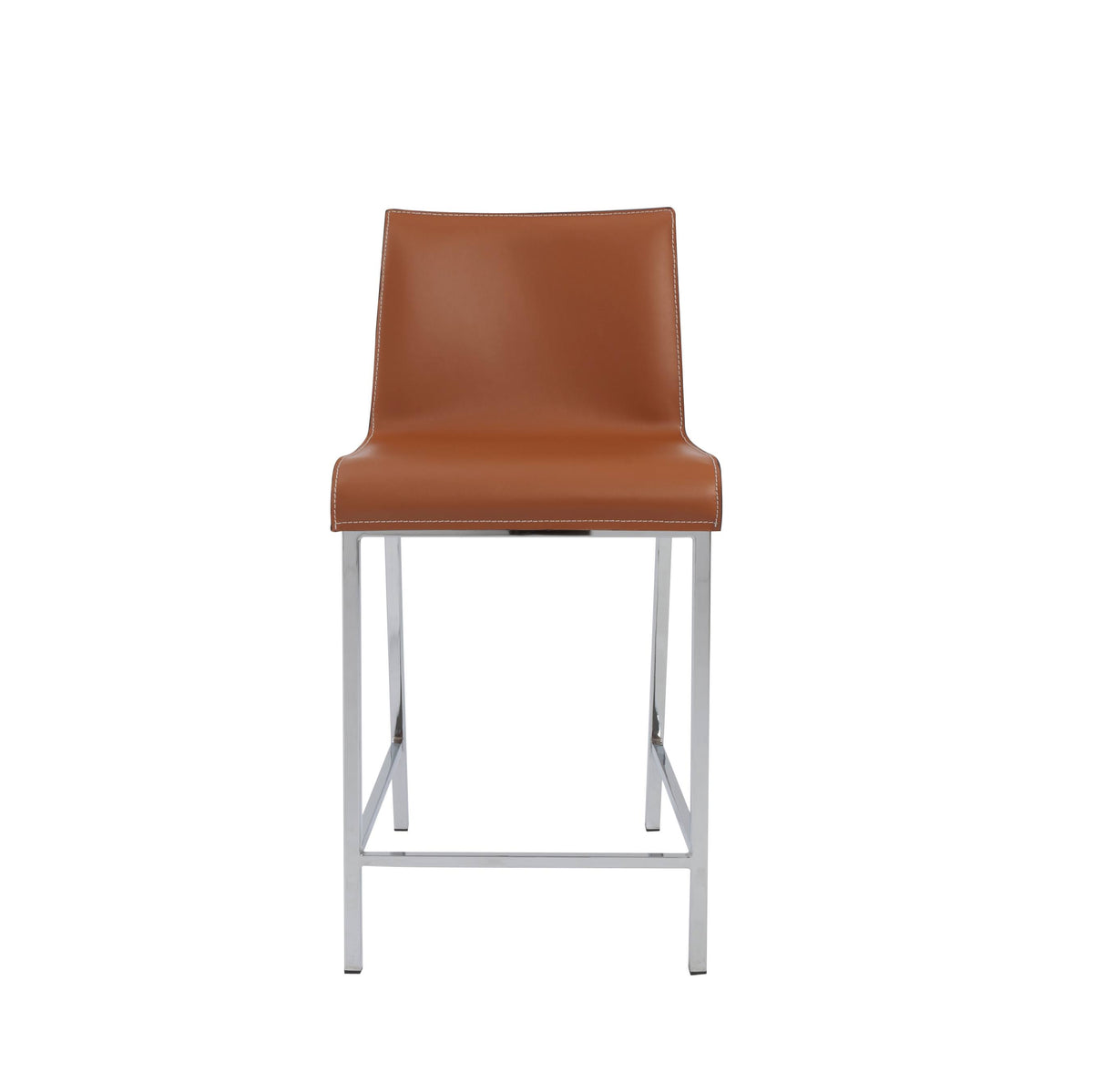 Cognac Chrome Counter Stool Set of 2 X201
