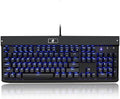 Wired Ergonomic Mechanical Keyboard Blue Switch White LED Backlit A58616