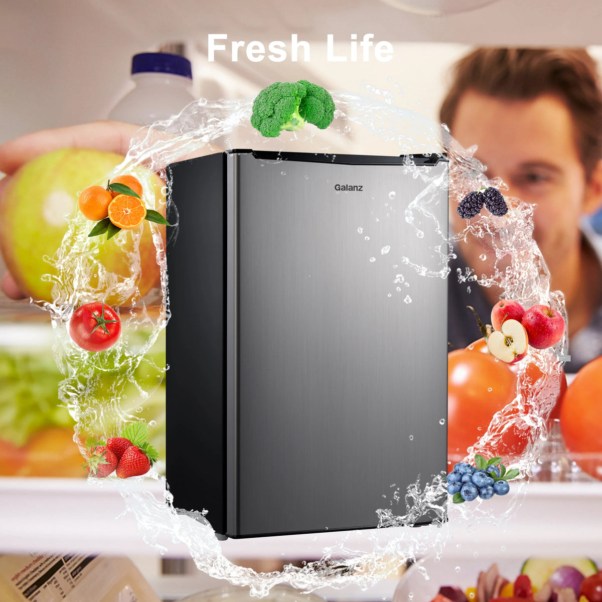 3.3 Cu ft Single Door Mini Fridge, Black Y730