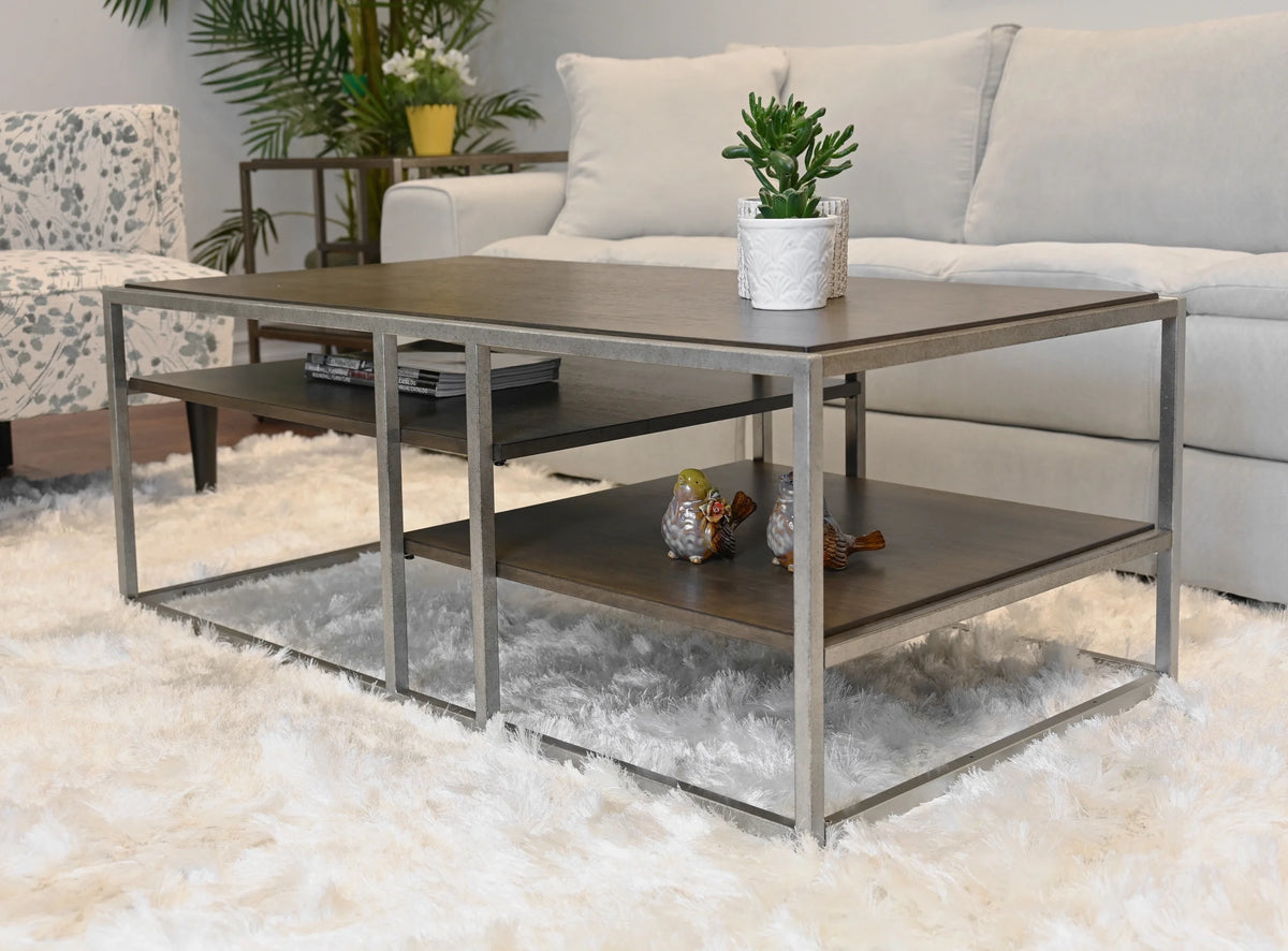 Wood Metal Coffee Table with Shelf S345654