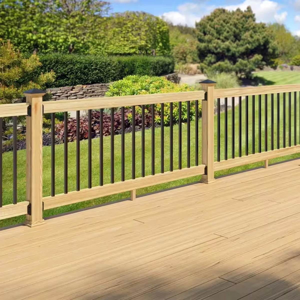 6 ft. Pressure-Treated Wood Railing Kit with Square Aluminum Balusters Z158446