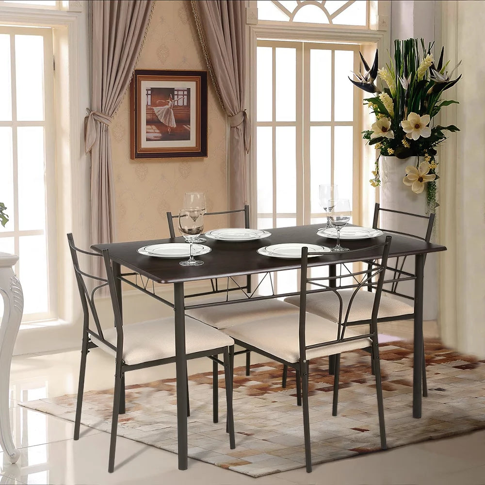 Black Metal Dining Table Chairs Set U77018