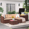 Brown Wicker Patio Sofa Set with Coffee Table X413