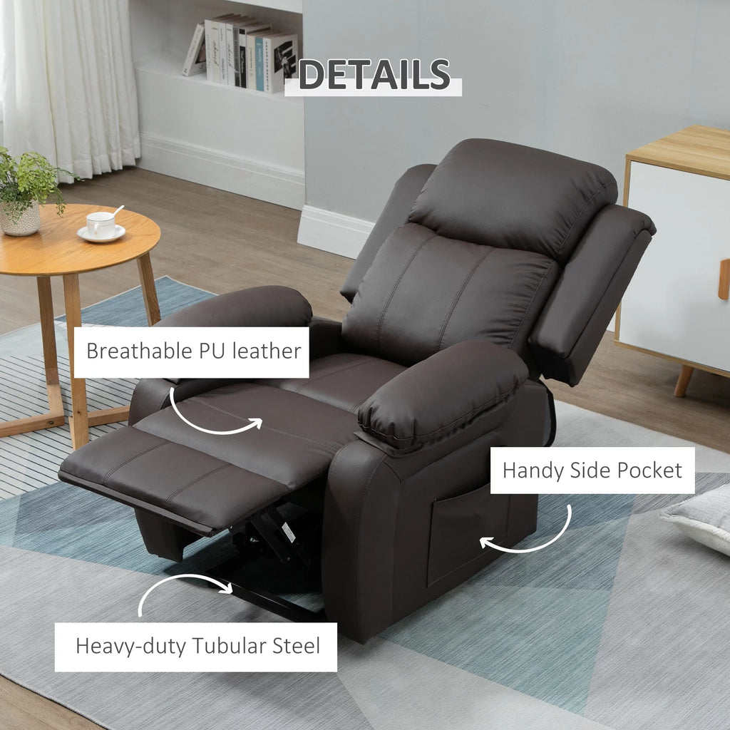 Brown PU Leather Power Lift Recliner Chair I12593