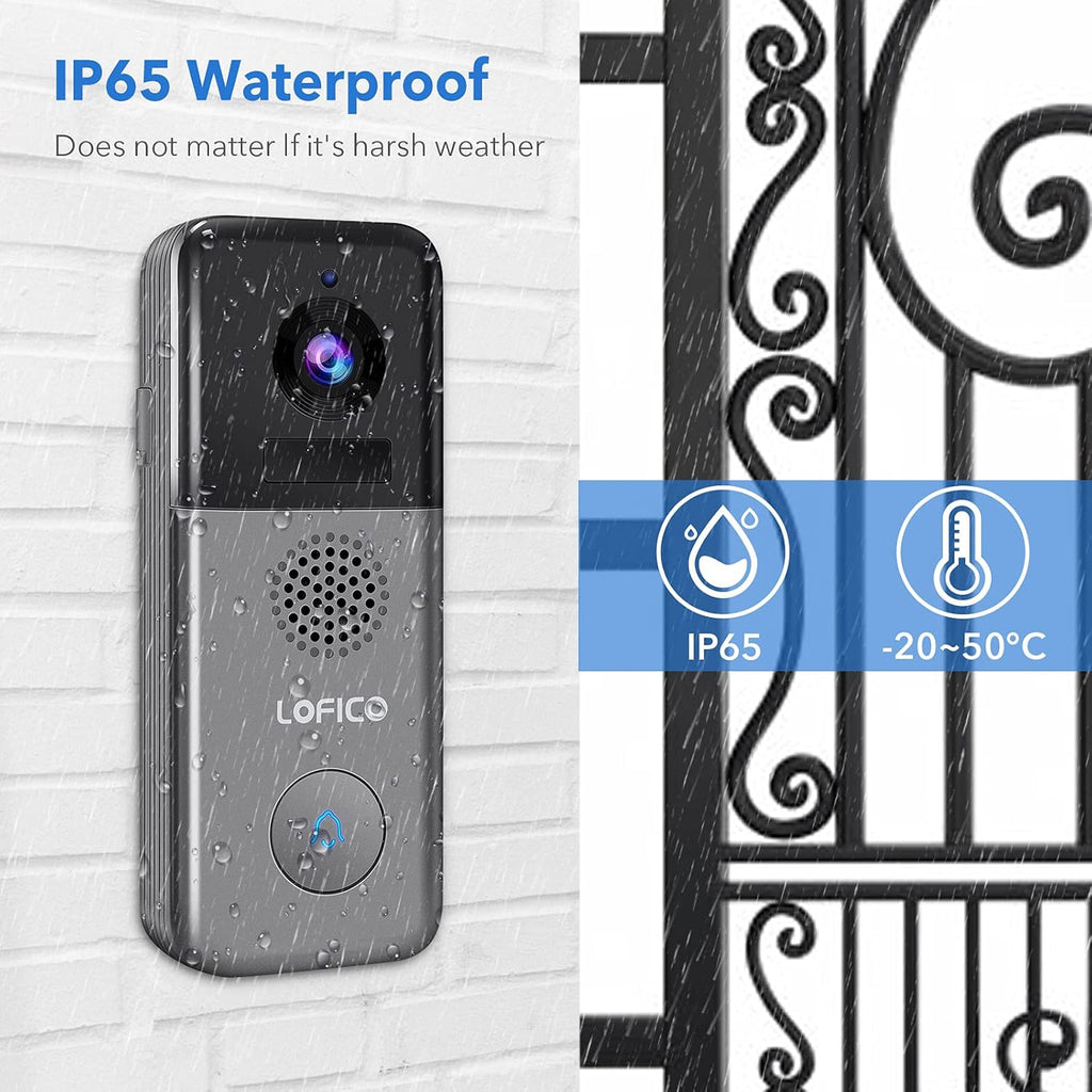 2K WiFi Wireless Rechargeable Battery Powered Video Doorbell Camera with Chime V50440