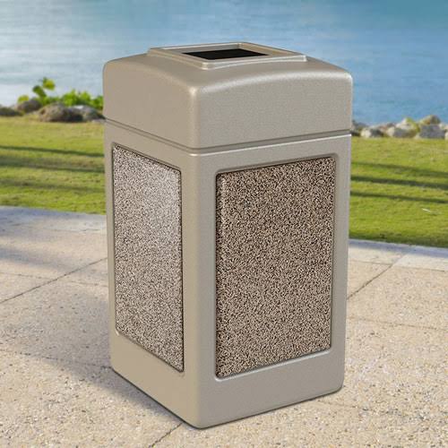 Gray 42 Gallon Square Trash Receptacle I315815