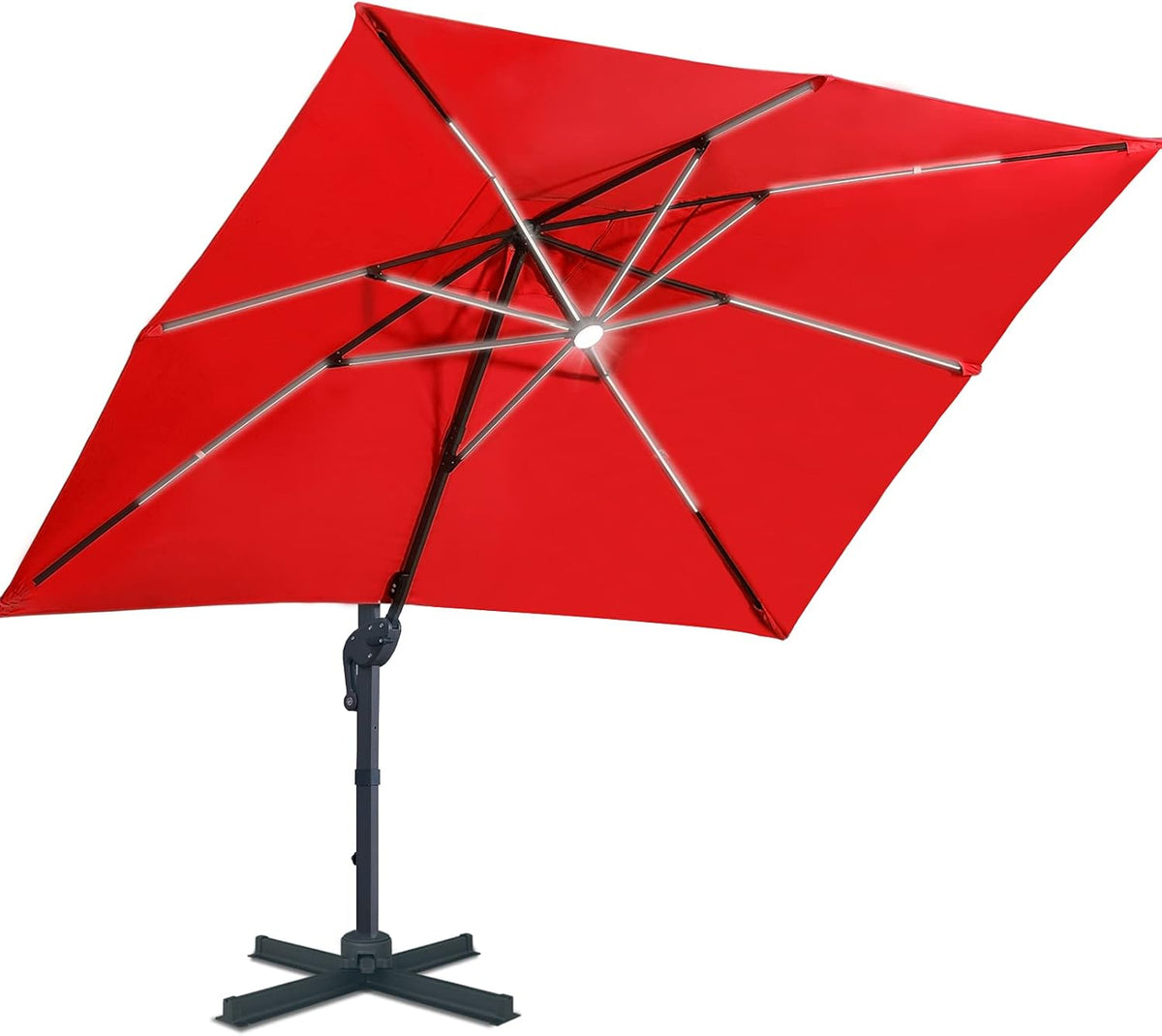 10x13ft Solar Powered LED Cantilever Patio Umbrella B984