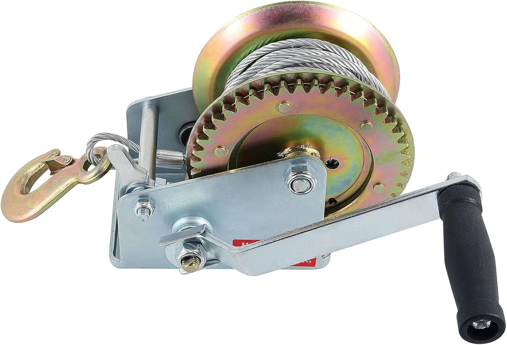 Heavy Duty Hand Winch with 49ft Steel Cable 1600lbs Capacity Pack of 2 O464858