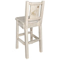 Counter Height Back Barstool with Laser Engraved Wolf Design S8734