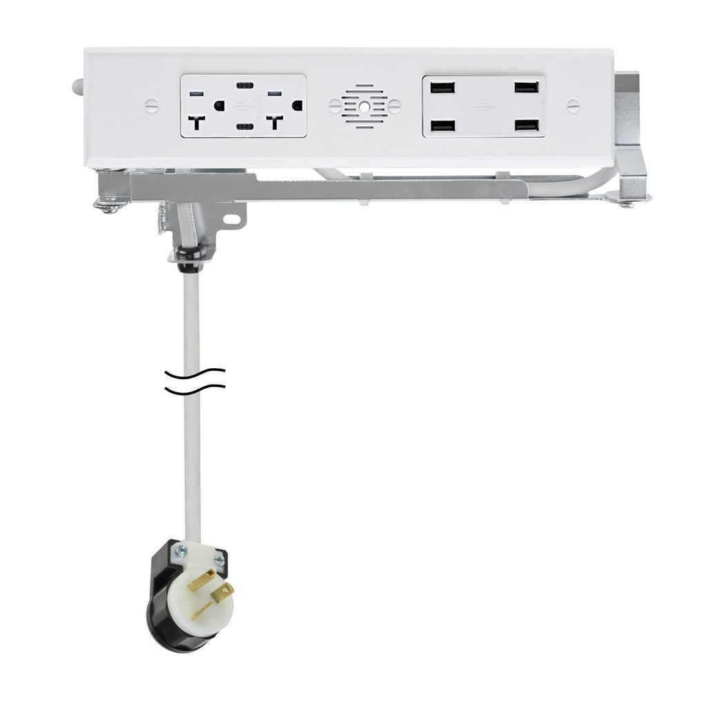 In-Drawer Outlet with 20 Amp AC Outlets USB-C and USB-A Ports White J378182